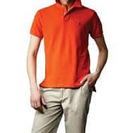 man with orange t-shirt 