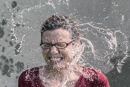 woman washing face